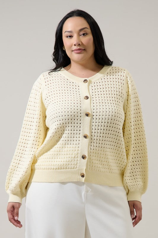 Plus Size Sugar Lips 	 Deffy Button Down Knit Cardigan Curve