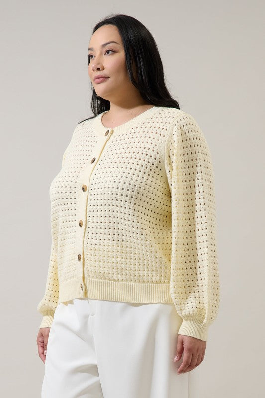 Plus Size Sugar Lips 	 Deffy Button Down Knit Cardigan Curve