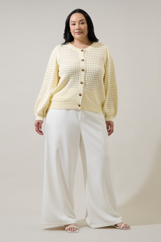 Plus Size Sugar Lips 	 Deffy Button Down Knit Cardigan Curve