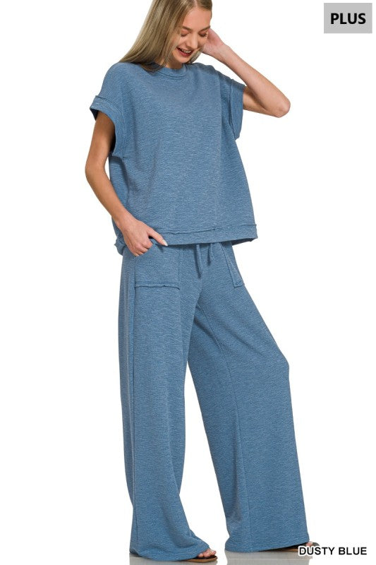 Plus Size Cotton Slub Pant Set