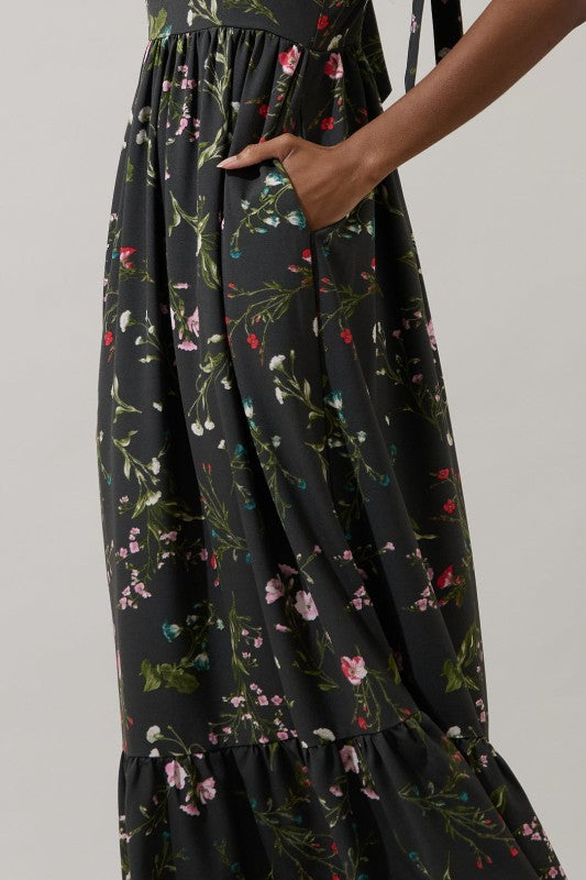 Womens Sugar Lips Tie Back Floral Maxi Dress