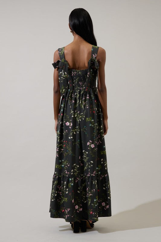 Womens Sugar Lips Tie Back Floral Maxi Dress