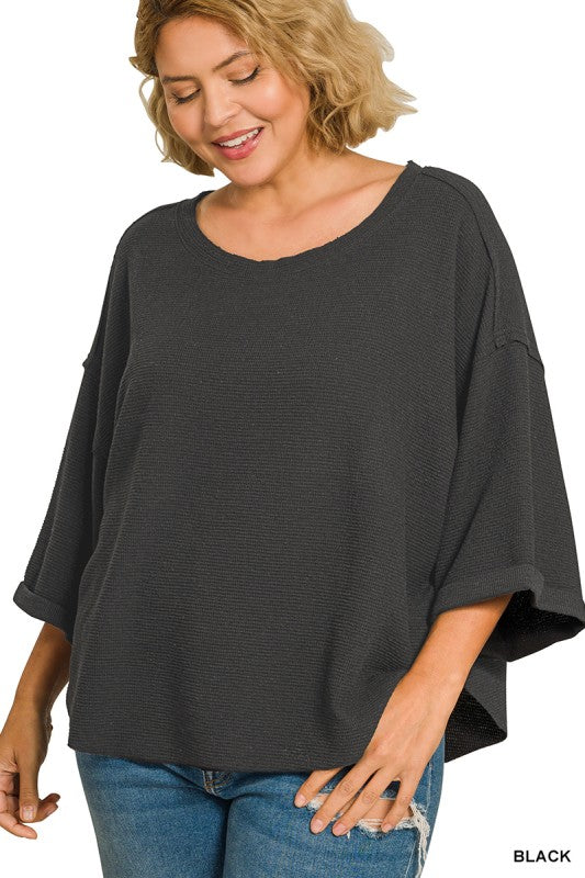 Plus size Zenana curved hem double knit top