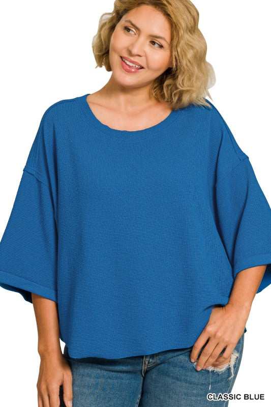 Plus size Zenana curved hem double knit top
