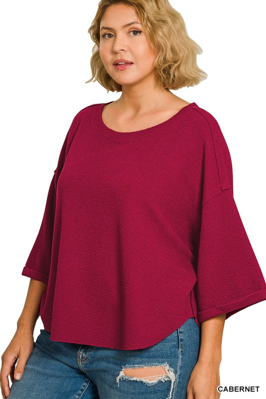 Plus size Zenana curved hem double knit top