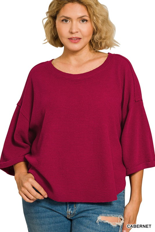 Plus size Zenana curved hem double knit top