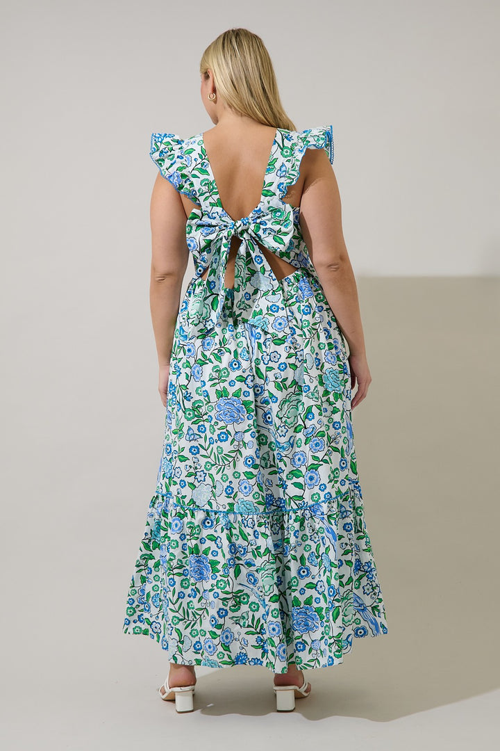 Sugarlips Mawar Ruffle Maxi Dress Gianne Floral Women's and Plus