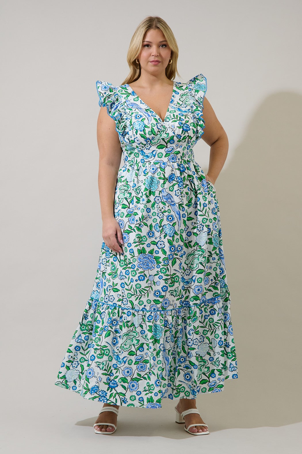 Sugarlips Mawar Ruffle Maxi Dress Gianne Floral Women's and Plus