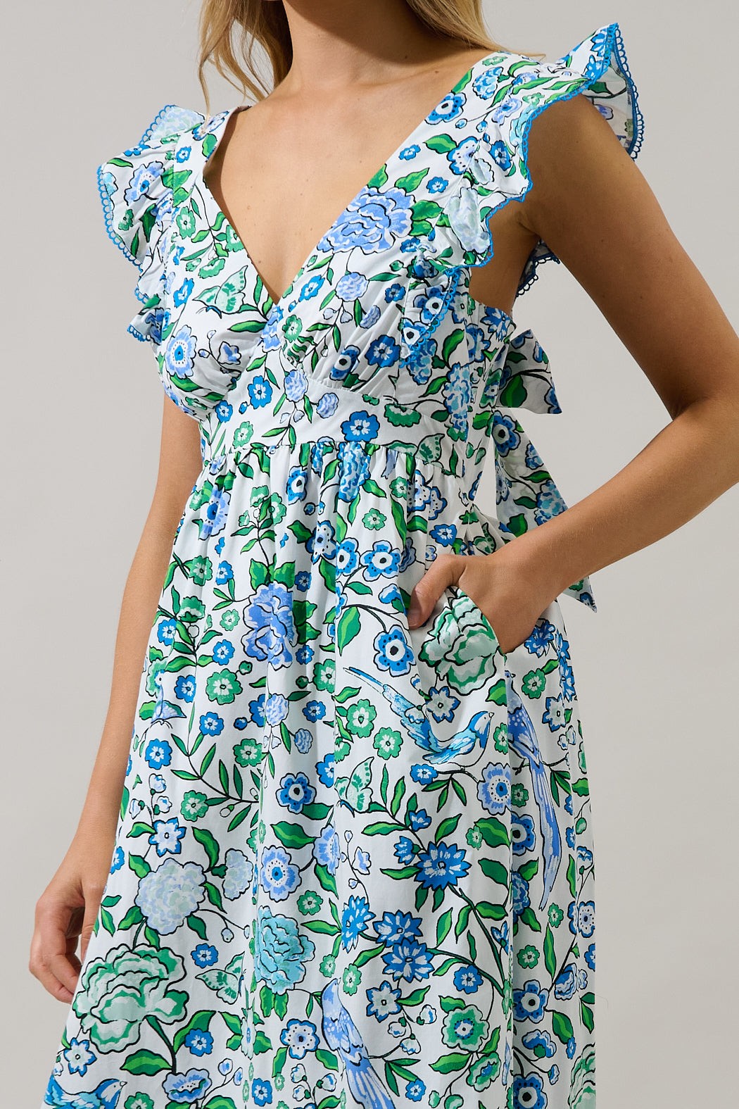 Sugarlips Mawar Ruffle Maxi Dress Gianne Floral Women's and Plus