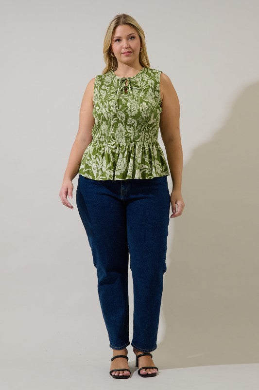 Plus Size Tinda Smocked Sleeveless Top