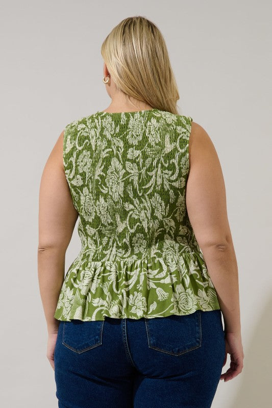 Plus Size Tinda Smocked Sleeveless Top