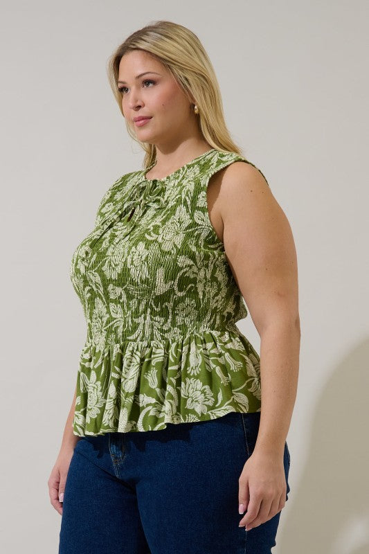 Plus Size Tinda Smocked Sleeveless Top