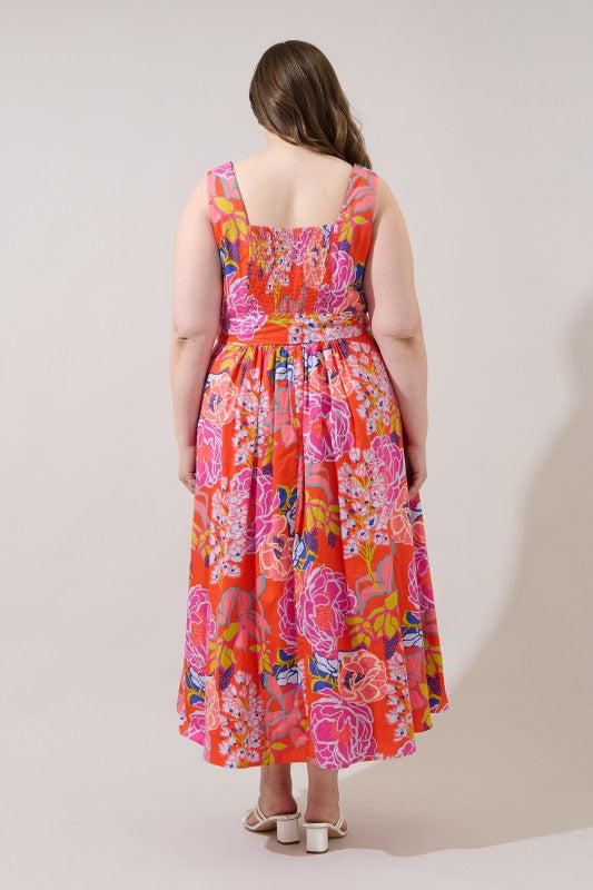 Plus Size Sugar Lips Rayen Sleeveless Midi Dress Floral