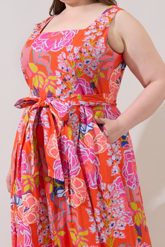 Plus Size Sugar Lips Rayen Sleeveless Midi Dress Floral
