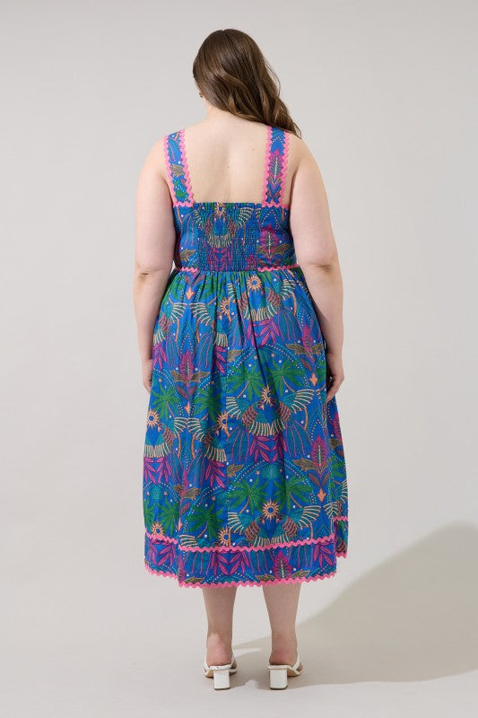 Plus Size Sugar Lips Tropical Ric Rac Dress
