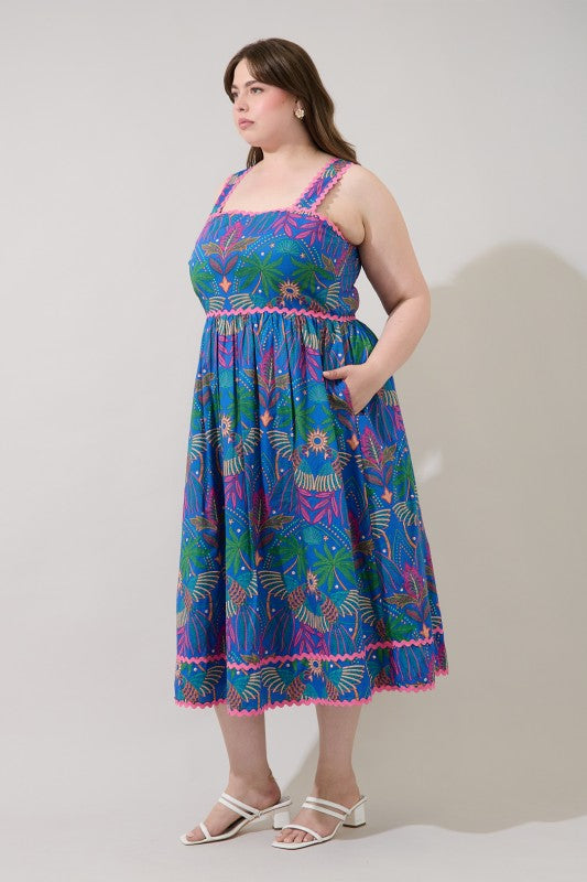 Plus Size Sugar Lips Tropical Ric Rac Dress