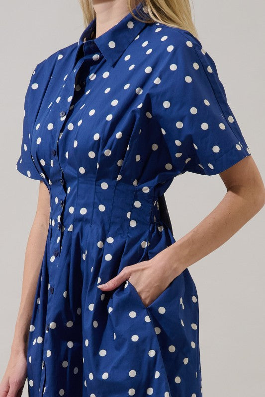 Womens Polka Dot Shirt Dress