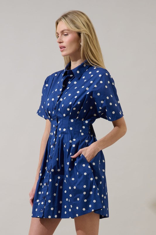 Womens Polka Dot Shirt Dress