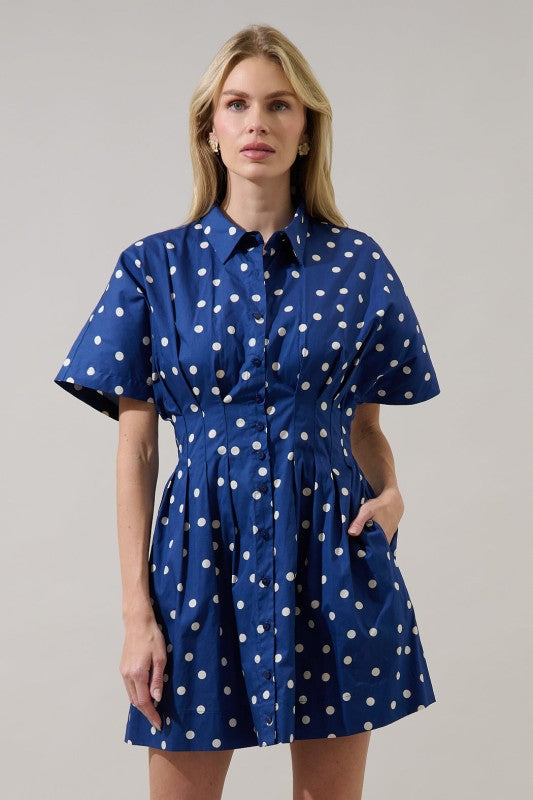 Womens Polka Dot Shirt Dress