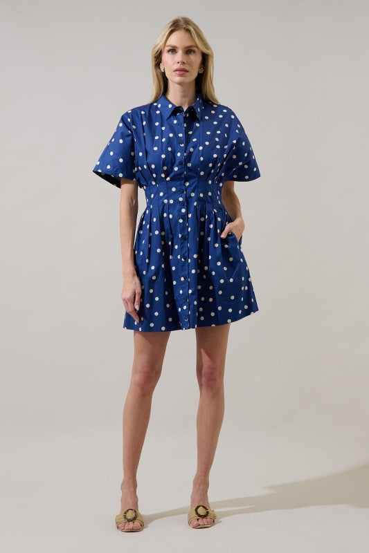 Womens Polka Dot Shirt Dress