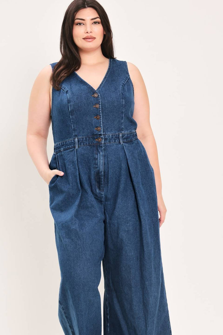 Plus Size Denim Jumpsuit