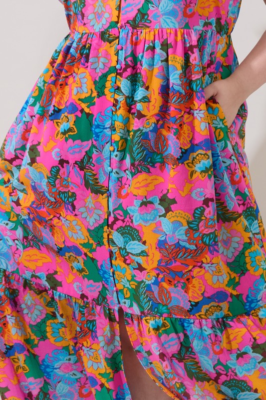 Plus Size Sugar Lips Evianna Flutter Maxi Dress Madely Floral Curve