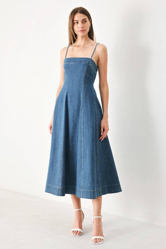 Womens Flying Tomato Midi Denim Dress