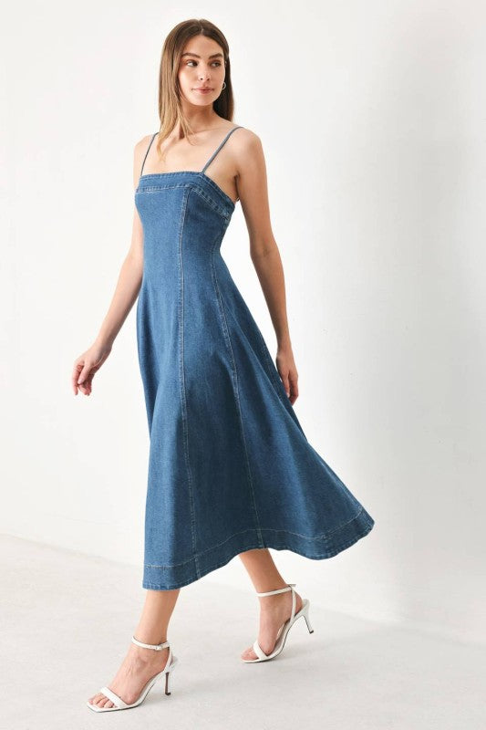 Womens Flying Tomato Midi Denim Dress