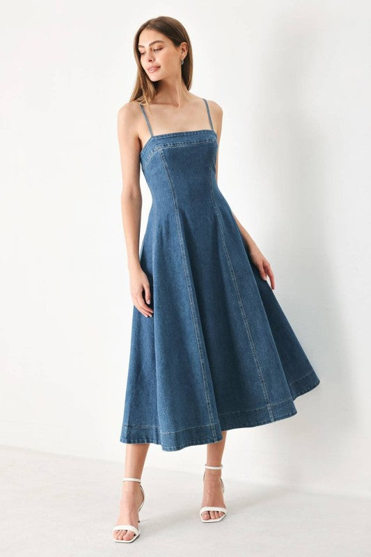 Womens Flying Tomato Midi Denim Dress
