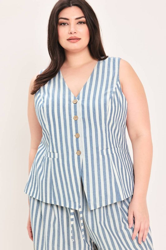 Plus Size Striped Vest Top