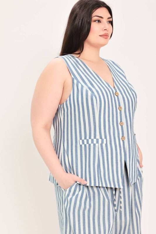Plus Size Striped Vest Top