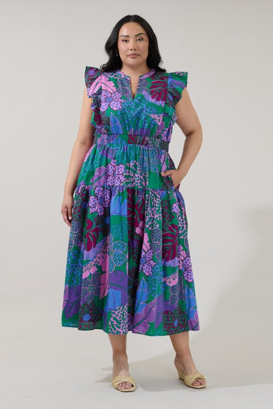 Plus Size Sugar Lips Blue Plum 100% cotton Dress