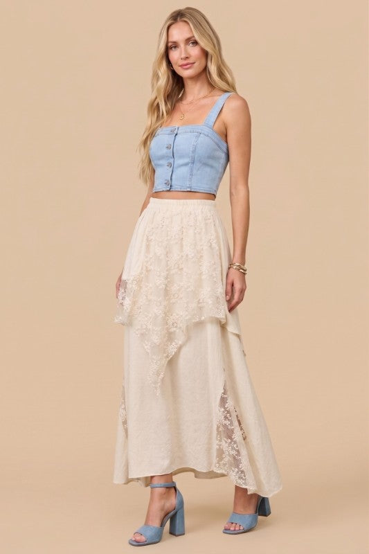 Womens and Plus Size Boho-chic Lace Blend Skirt