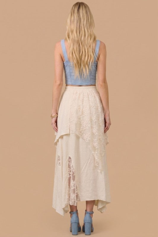 Womens and Plus Size Boho-chic Lace Blend Skirt
