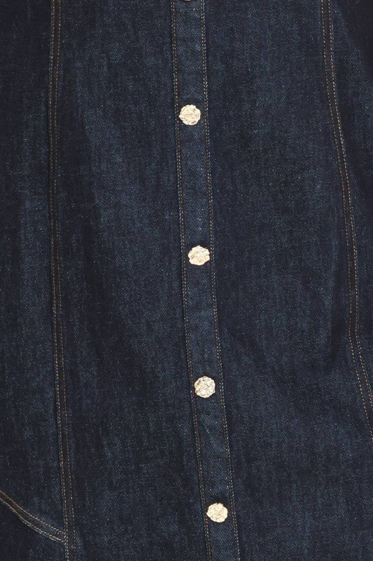 Plus Size Denim Button Up Midi Dress