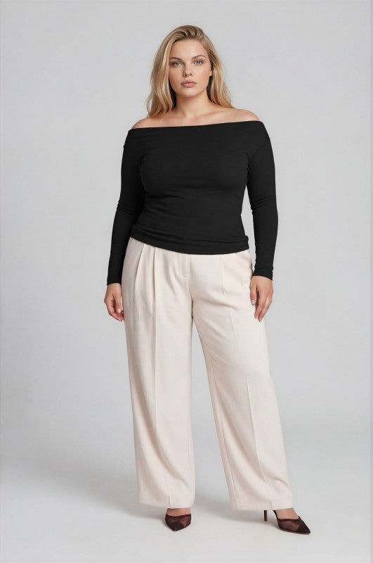 Plus Size Pintuck Boatneck
