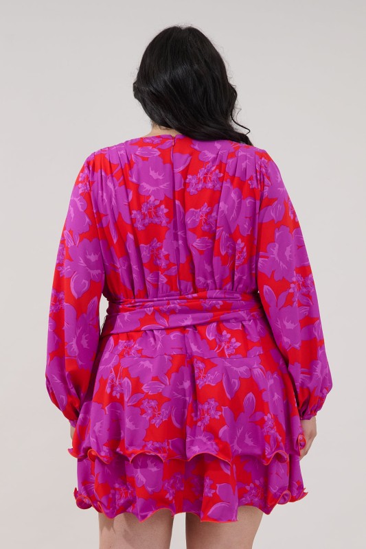 Plus Size Sugar Lips Red and Pink Floral Mini