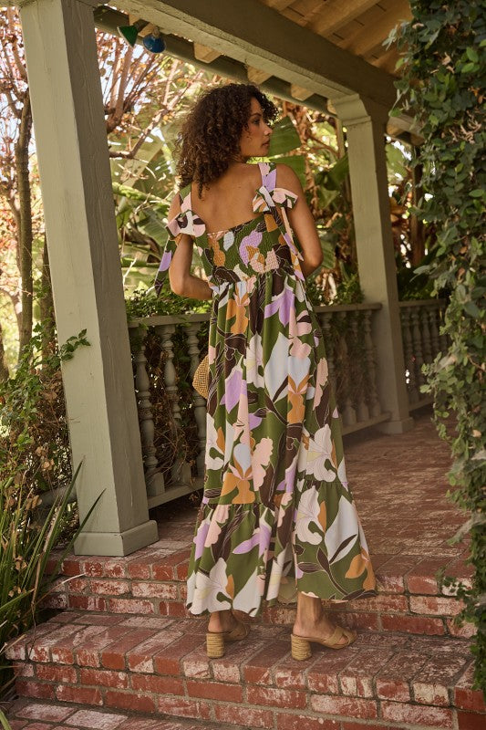 Sugarlips Womens and Plus Size Smocked Maxi Dress in Passion Floral