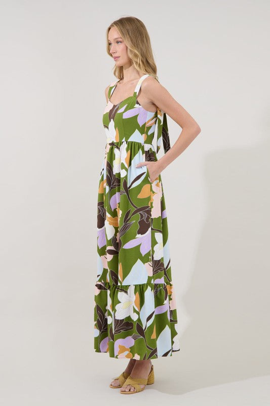 Sugarlips Womens and Plus Size Smocked Maxi Dress in Passion Floral