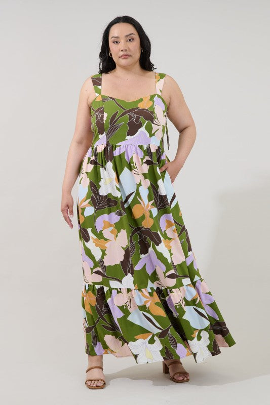 Sugarlips Womens and Plus Size Smocked Maxi Dress in Passion Floral