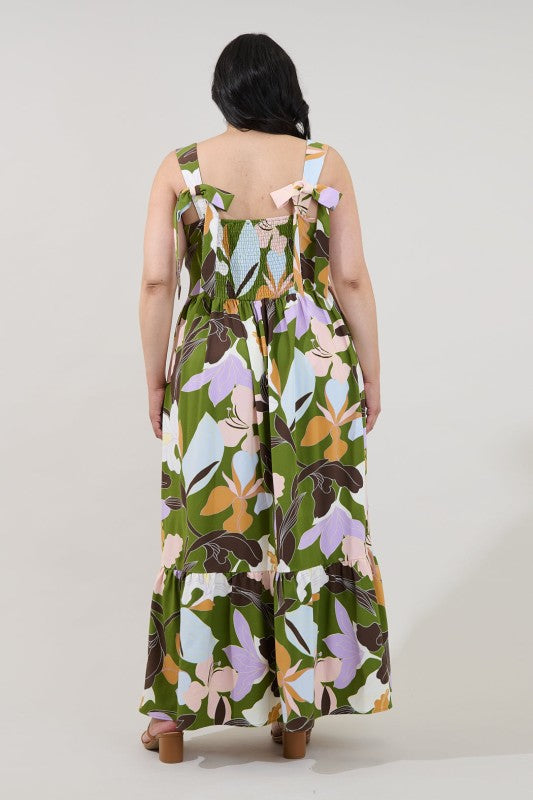 Sugarlips Womens and Plus Size Smocked Maxi Dress in Passion Floral
