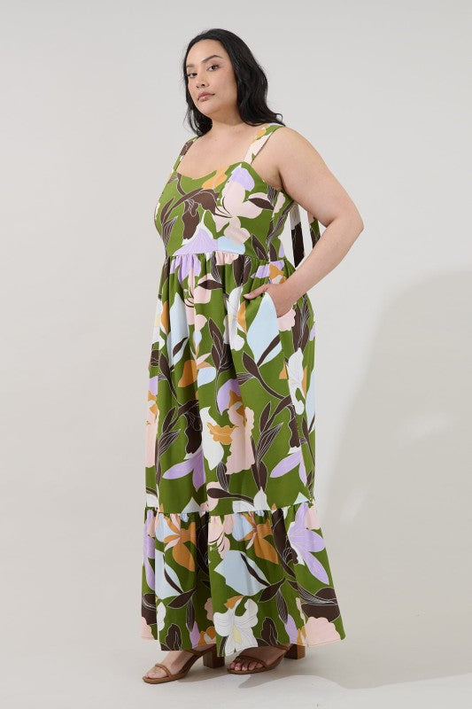 Sugarlips Womens and Plus Size Smocked Maxi Dress in Passion Floral