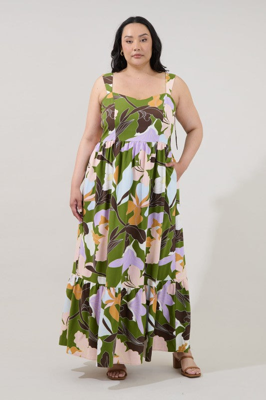 Sugarlips Womens and Plus Size Smocked Maxi Dress in Passion Floral