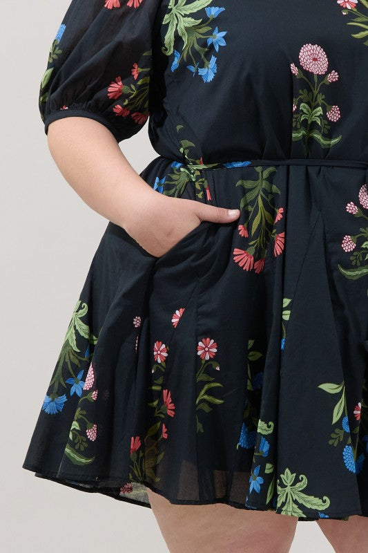 Plus Size Denory Floral Curve Mini Dress
