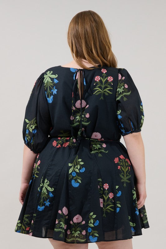 Plus Size Denory Floral Curve Mini Dress