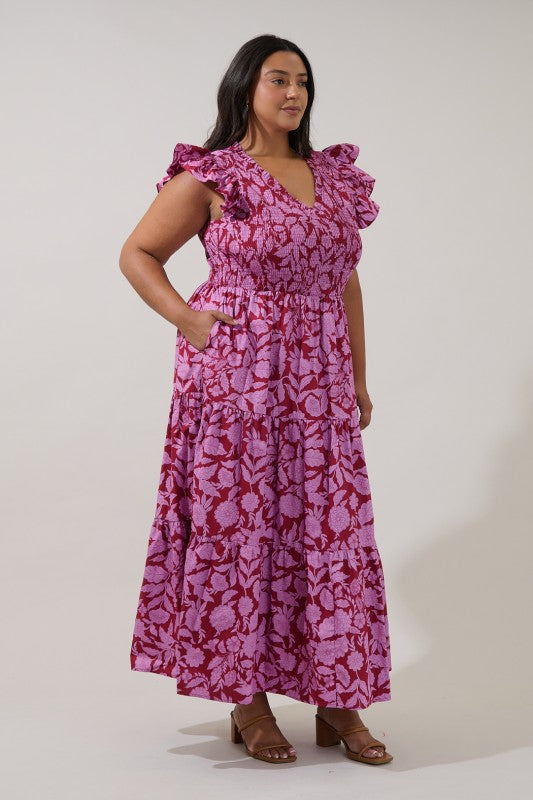 Plus Size Sugar Lips Tiered Midi Dress