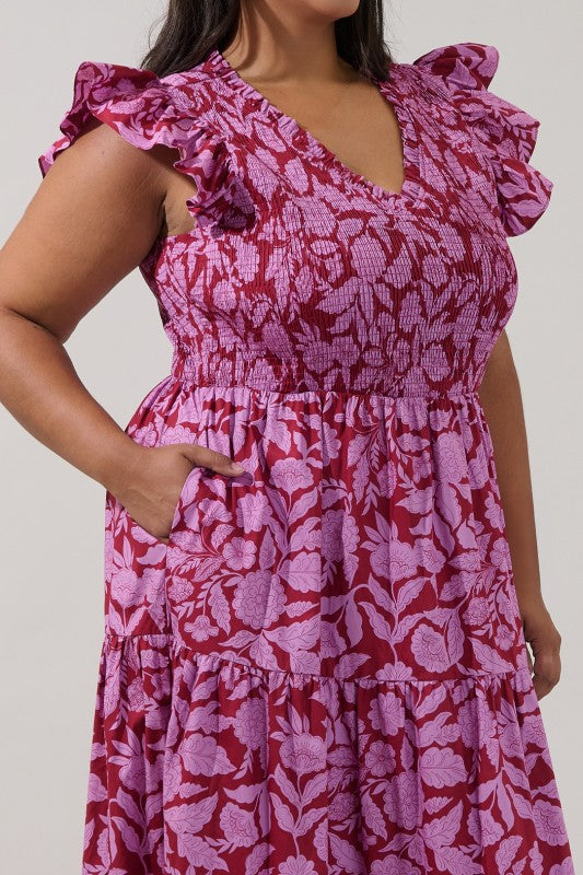 Plus Size Sugar Lips Tiered Midi Dress