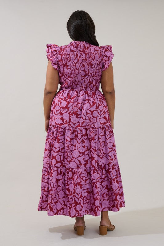 Plus Size Sugar Lips Tiered Midi Dress