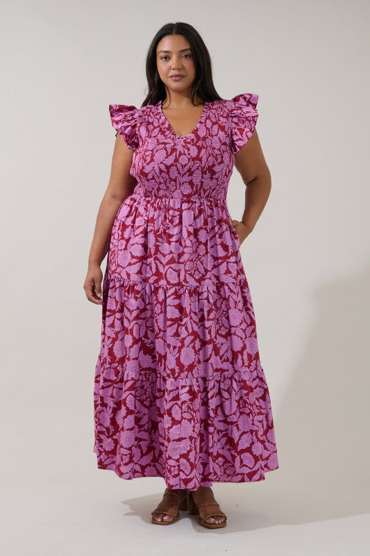 Plus Size Sugar Lips Tiered Midi Dress
