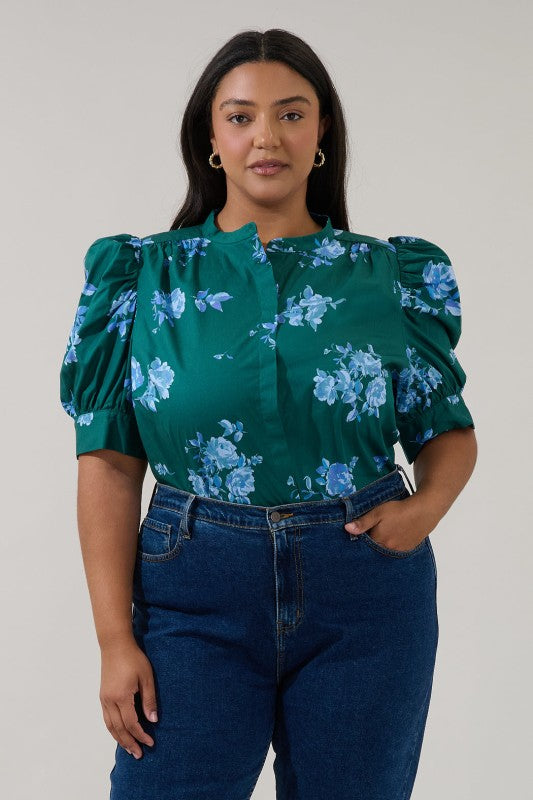 Plus Size Drape Sleeve Floral Top
